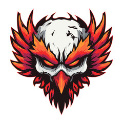 Dynamic esports logo featuring a fierce owl with fiery wings and sharp details, perfect for competitive gaming teams and branding