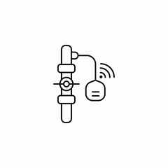 water leak sensor attached to pipe with wireless icon sign vector