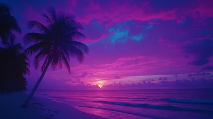 Tropical sunset beach scene (1)