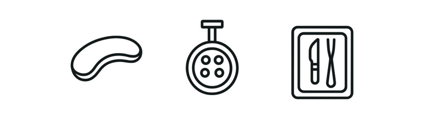 Obraz premium Black and white bean shape, stopwatch, and cutlery icons on white background vector icon isolated