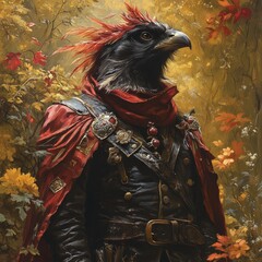 Feathered warrior in autumnal forest