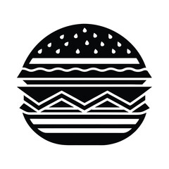 Delicious Black and White Burger Icon Graphic Design