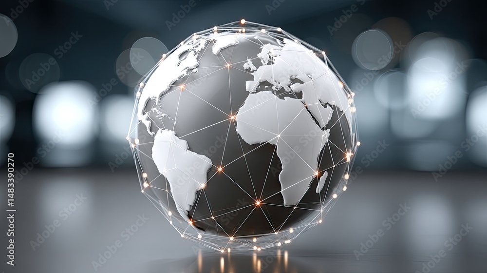 Aufkleber visual representation of a futuristic global network with planet earth composed of glowing elements 
