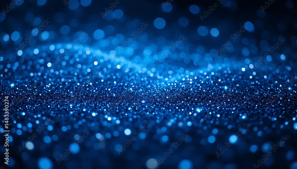Poster abstract blue glitter sparkles shimmering on textured surface creating enchanting bokeh effect