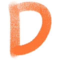 Textured Orange Letter D with Transparent Background in Abstract Style