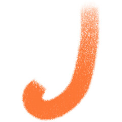 Textured Orange Letter J with Transparent Background in Abstract Style