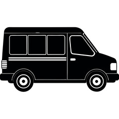 City Taxi Van Solid Icon – Minimalist Design in Silhouette Style