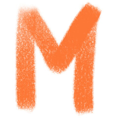 Textured Orange Letter M with Transparent Background in Abstract Style
