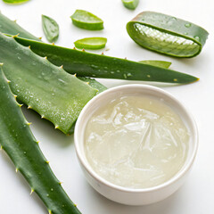pure aloe vera gel in a small bowl, png transparent background