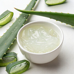 pure aloe vera gel in a small bowl, png transparent background