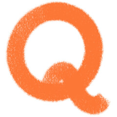 Textured Orange Letter Q with Transparent Background in Abstract Style