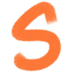 Textured Orange Letter S with Transparent Background in Abstract Style