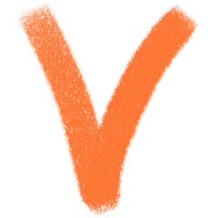 Textured Orange Letter V with Transparent Background in Abstract Style