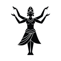 FourArmed Goddess Indian Mythology, Black Silhouette, Spiritual Art