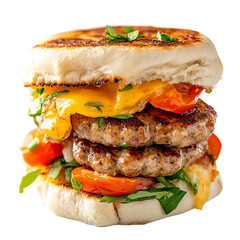 english muffin sausage breakfast sandwich 
