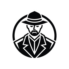 Mysterious Man, Fedora Hat, Icon, Detective, Investigator, Agent, Spy, Secret, Black, White