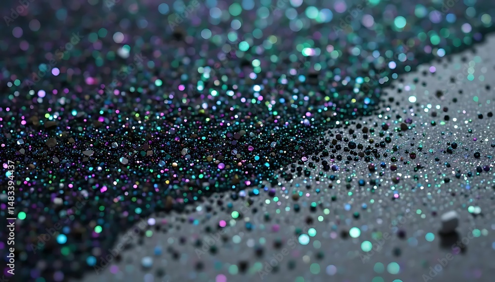 Poster abstract glittering particles cascade across dark surface creating shimmering effect and magical atm