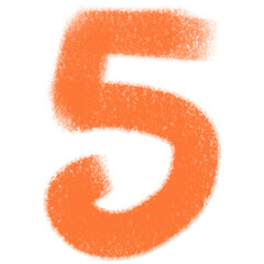 Number 5 in Bold and Orange Texture on Transparent Background