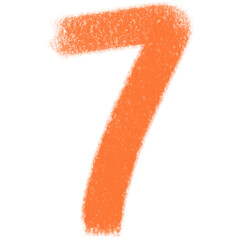 Number 7 in Bold and Orange Texture on Transparent Background