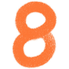 Number 8 in Bold and Orange Texture on Transparent Background