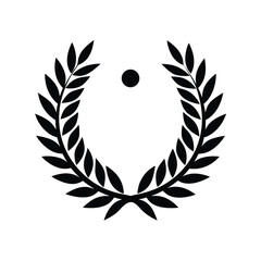 Black Laurel Wreath Symbol Circle, Leaves, Design, Emblem, Icon, Award, Badge, Decoration, Graphic, 