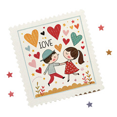 romantic love postal or letter, png transparent background