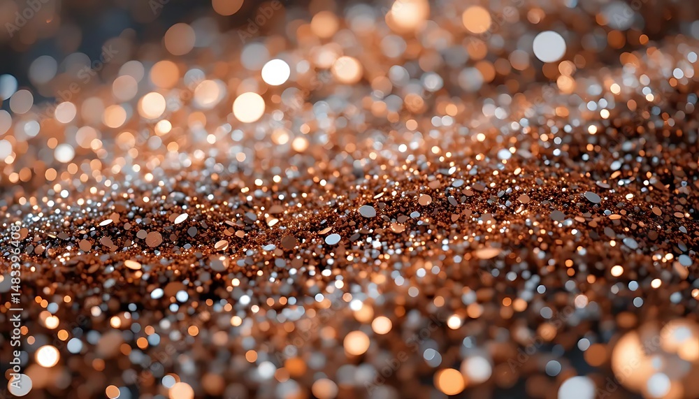 Poster abstract shimmering background with copper and silver glitter particles creating a luxurious and fes