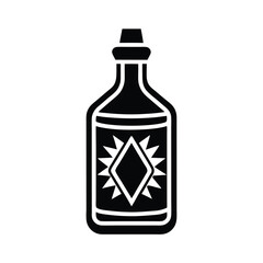 Black Bottle Icon Spicy Sauce, Hot Pepper, Condiment, Design