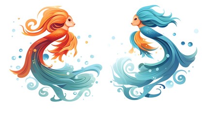 Pisces Cartoon Vector Illustration: Versatile Zodiac Sign Clipart Design for Graphic Projects