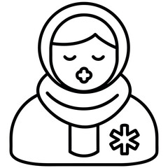 Cold Icon – Outline Symbol for Nasal Congestion and Fever