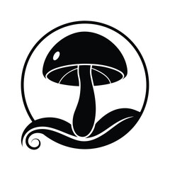Mushroom Nature Icon Black Silhouette, Circle, Leaf, Design
