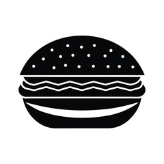 Delicious Black and White Hamburger Icon Simple Fast Food Graphic