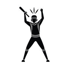 Victorious Baseball Player Silhouette, Bat, Celebration, Sport