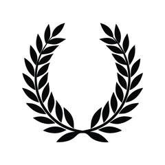 Black Laurel Wreath Symbol Circular, Elegant, Classic, Award, Victory, Triumph, Achievement, Honor, 