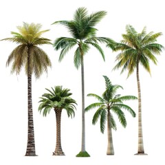 Obraz premium Palm tree collection isolated on white background