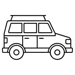 Elegant Line Art SUV with Roof Tent for Nature and Outdoor Adventures