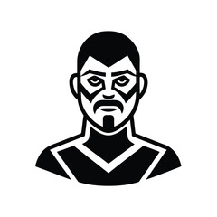 Sternfaced Man, Black and White, Geometric, Avatar, Icon, Profile, Portrait, Design, Illustration, G