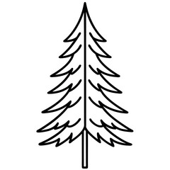 Elegant Pine Tree Line Icon – Isolated Vector for Eco and Botanical Uses