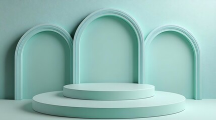 Pastel arch display stand, product mockup