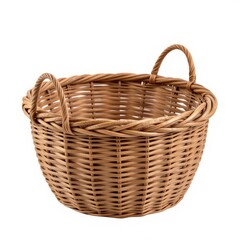 Close-up of a wicker basket on a white background