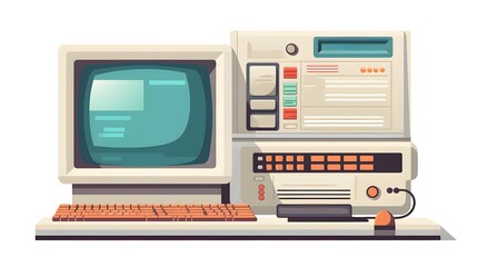 Vintage Retro Computer Interface with Old Browser Layout - Nostalgic Technology Concept