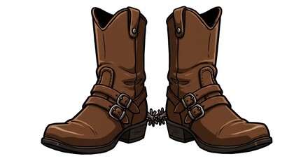 Brown leather cowboy boots vector graphic