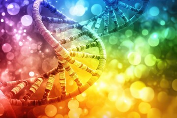 Colorful DNA helix in bokeh background