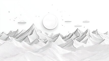 White mountain landscape, minimalist design