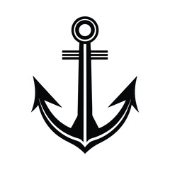 Nautical Anchor Symbol Black, White, Maritime, Ocean, Seafaring