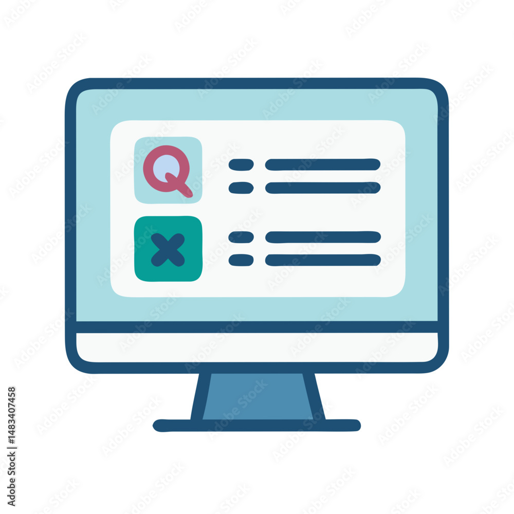 Poster monitor with check options icon – digital approval and task completion symbol