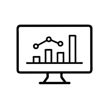 Monitor with Bar Graph Icon &ndash; Data Visualization and Analytics Symbol