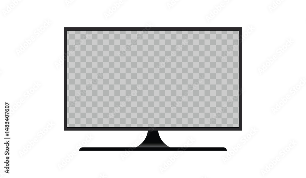Poster realistic tv screen. modern stylish lcd panel, led type. large computer monitor display mockup.