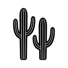 Two Black Cactus Plants, Desert Icons, Simple Silhouette, Nature Graphic