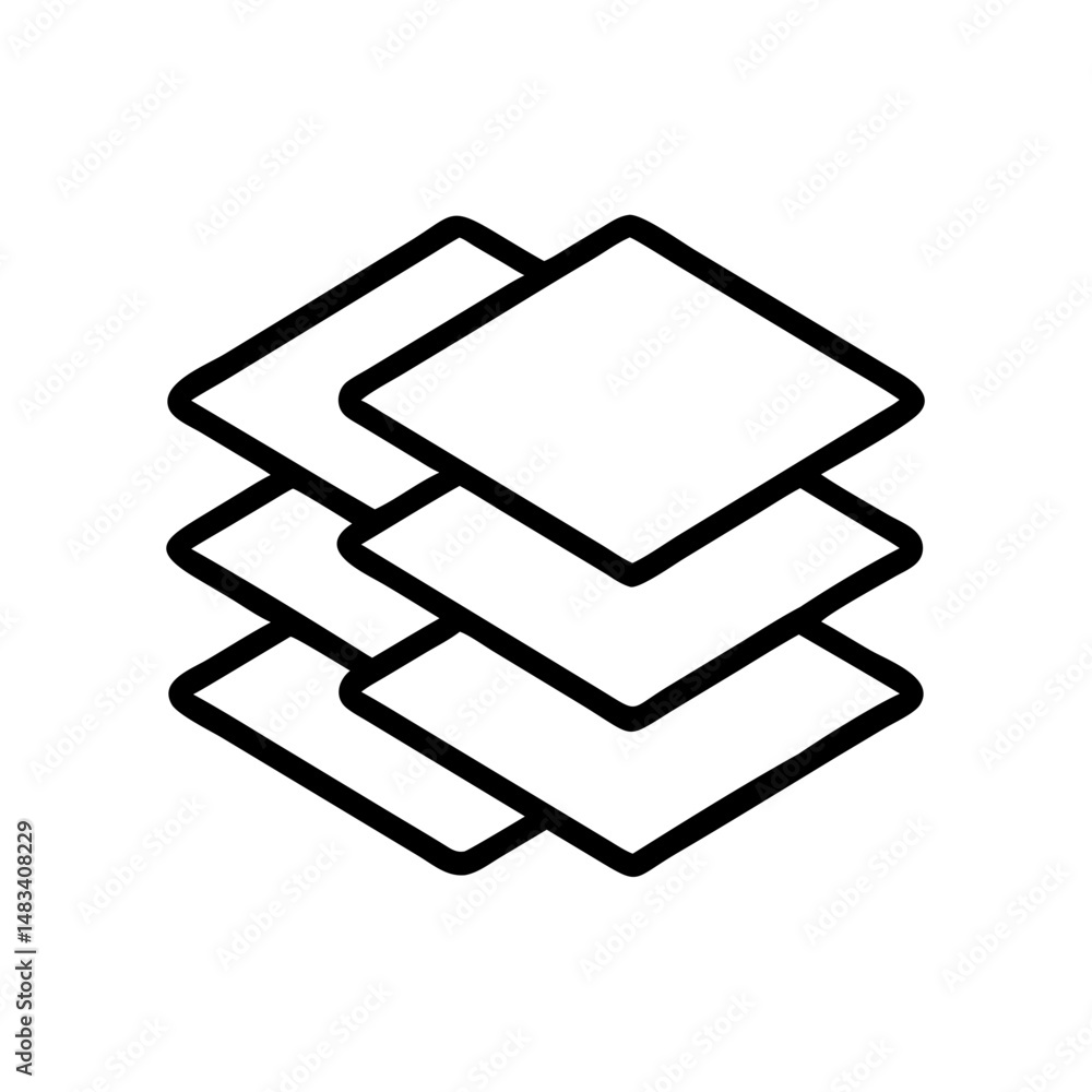 Poster multiple stacked documents icon – file management and document organization symbol